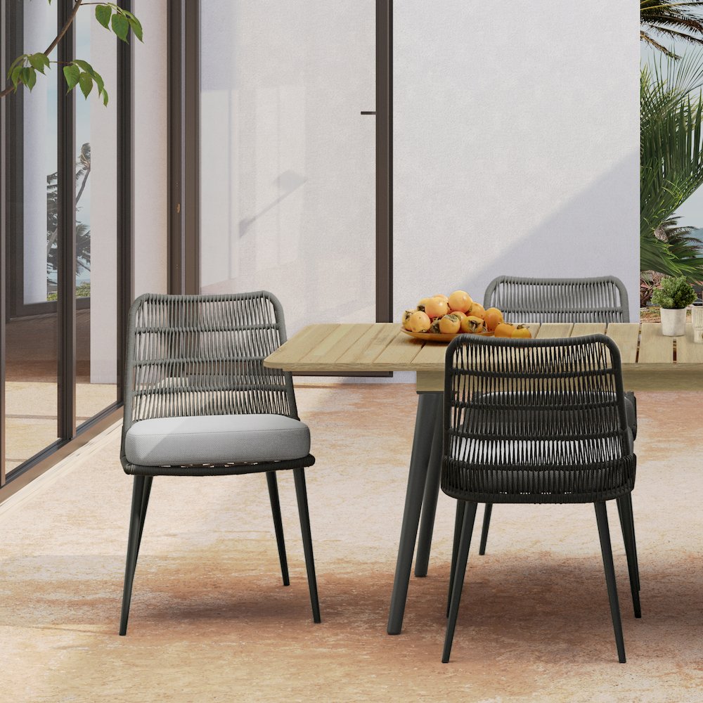 Beachside Outdoor Dining Chair (Set Of 2) In Grey Polyester Fabric. Picture 5