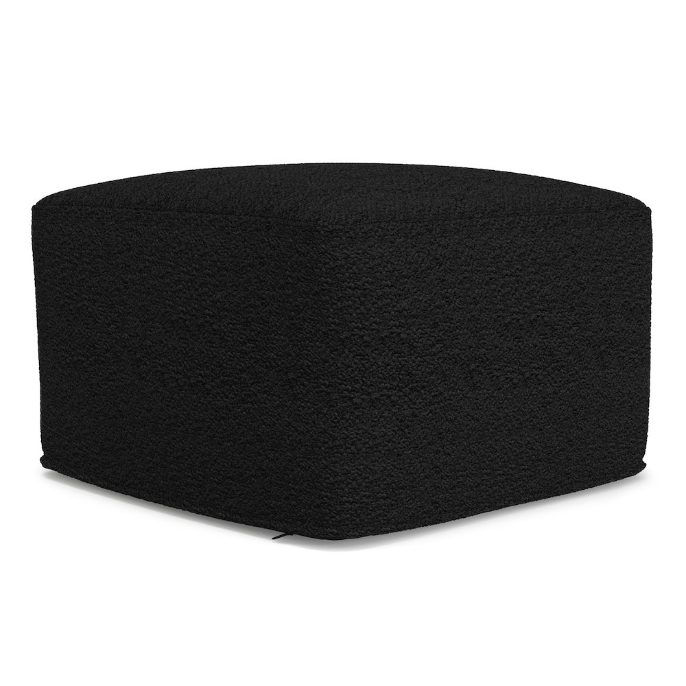 Chantal 24 inch Wide Contemporary Pouf in Black Boucle Fabric. Picture 2