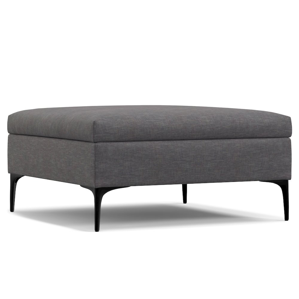 Coffee Table Storage Ottoman With Lift Up Lid In Slate Grey Polyester Linen. Picture 3