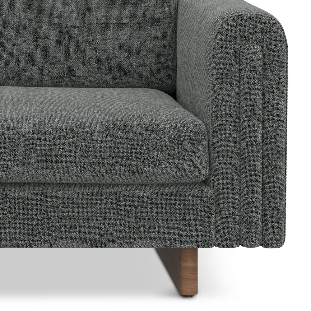 61 Wide Contemporary Loveseat Sofa in Dark Grey Tightly Woven Performance Fabric. Picture 3