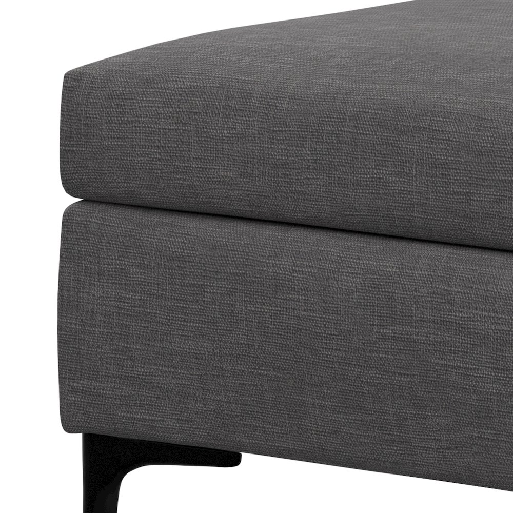 Coffee Table Storage Ottoman With Lift Up Lid In Slate Grey Polyester Linen Look. Picture 6