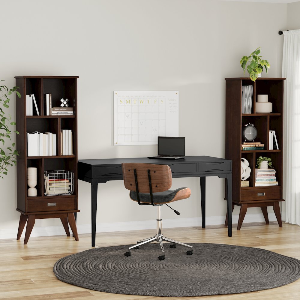 Draper 22 Inch Solid Wood 6 Cubbie Bookcase In Medium Auburn Brown (Set Of 2). Picture 7