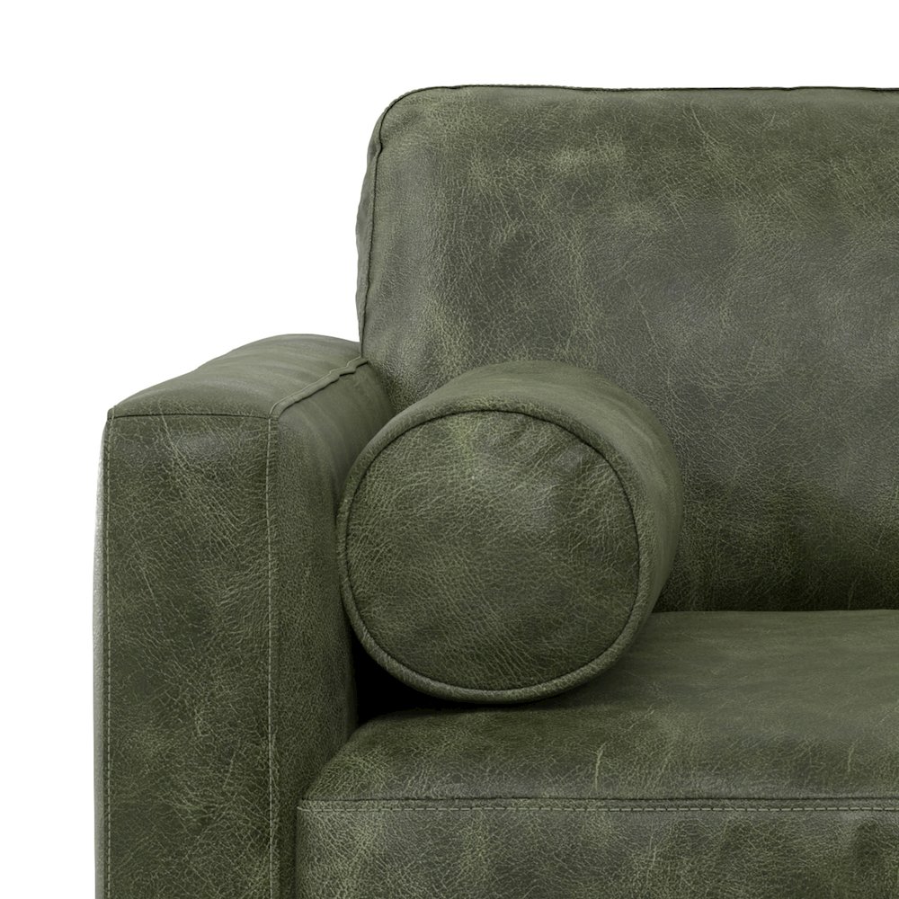 Mid-Century Modern Accent Chair In Moss Green Top Grain Genuine Leather. Picture 4