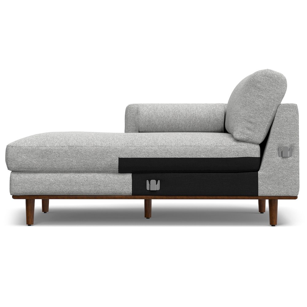Morrison Mid Century Left Sectional Sofa In Mist Grey Woven-Blend Fabric. Picture 3