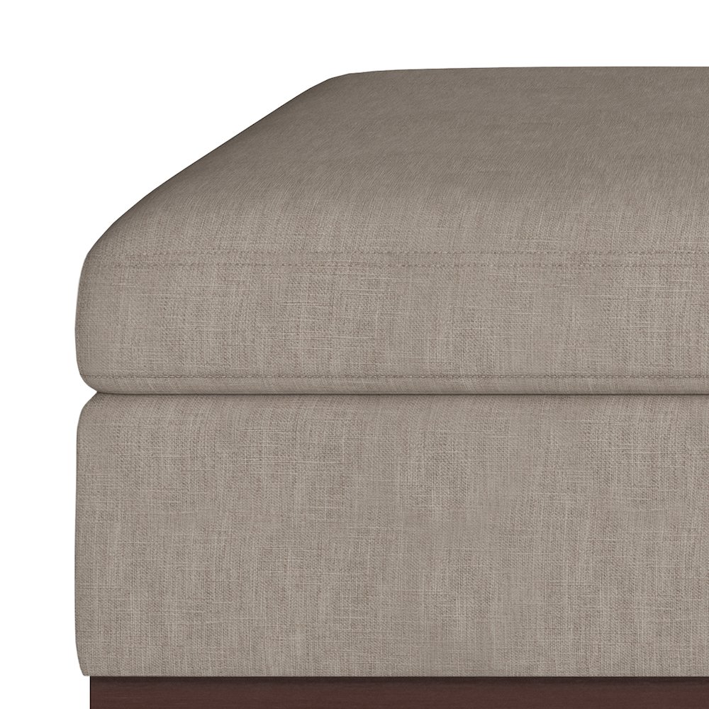 Owen Square Coffee Table Storage Ottoman In Natural Polyester Fabric. Picture 2