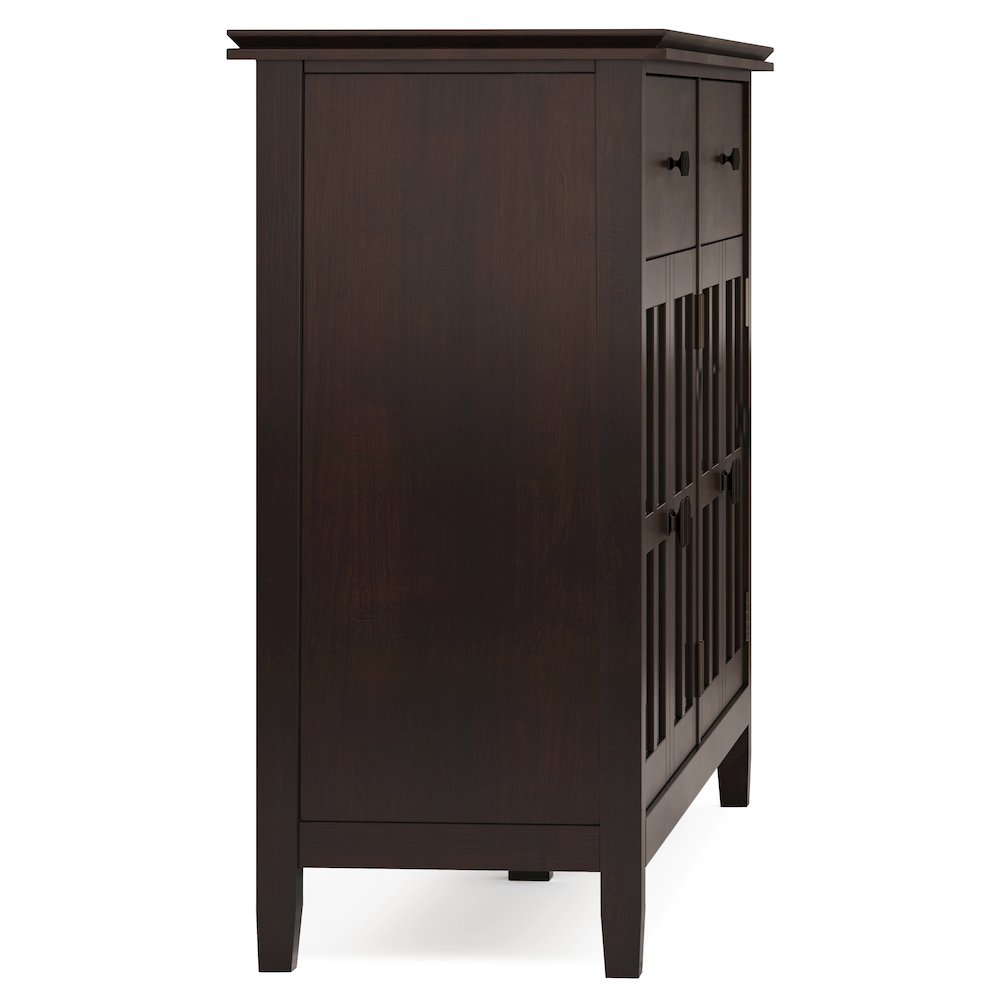 Artisan Solid Wood Large 4 Door Sideboard Buffet In Dark Chestnut Brown. Picture 3
