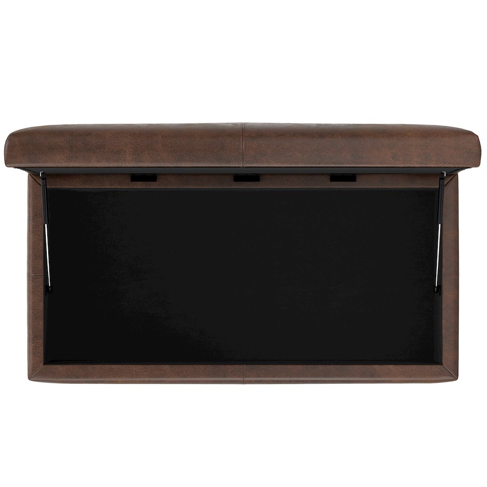 Gabbie Rectangular Storage Ottoman in Distressed Chestnut Brown. Picture 7
