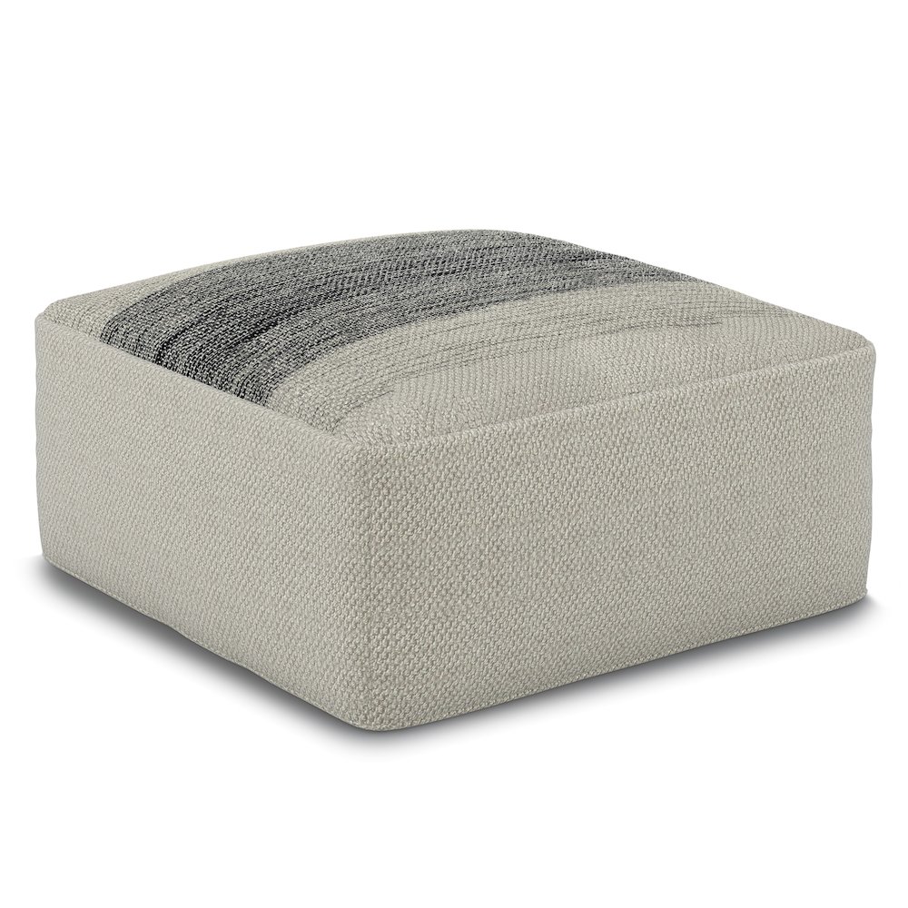 Outdoor/ Indoor Pouf In Grey And White Recycled Pet Polyester. Picture 1