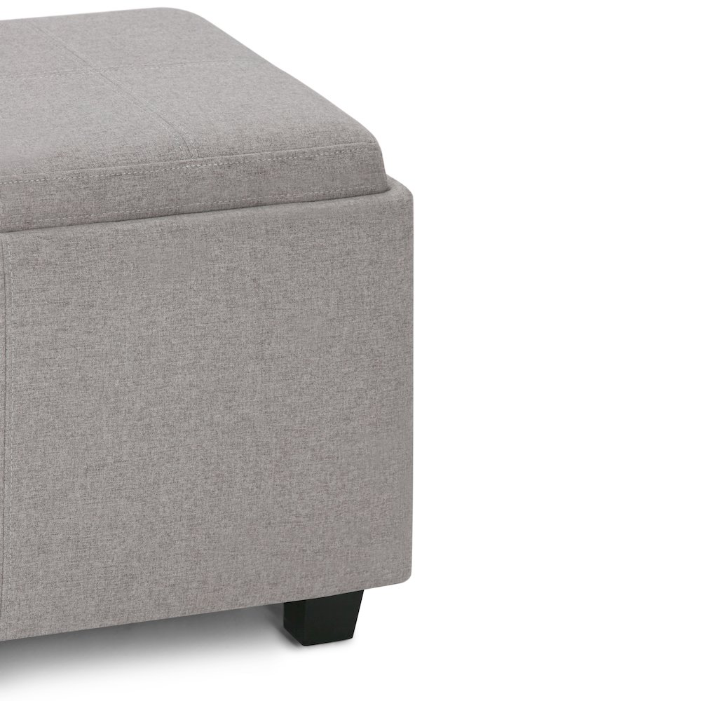 Avalon Storage Ottoman In Cloud Grey Linen Look Fabric. Picture 4