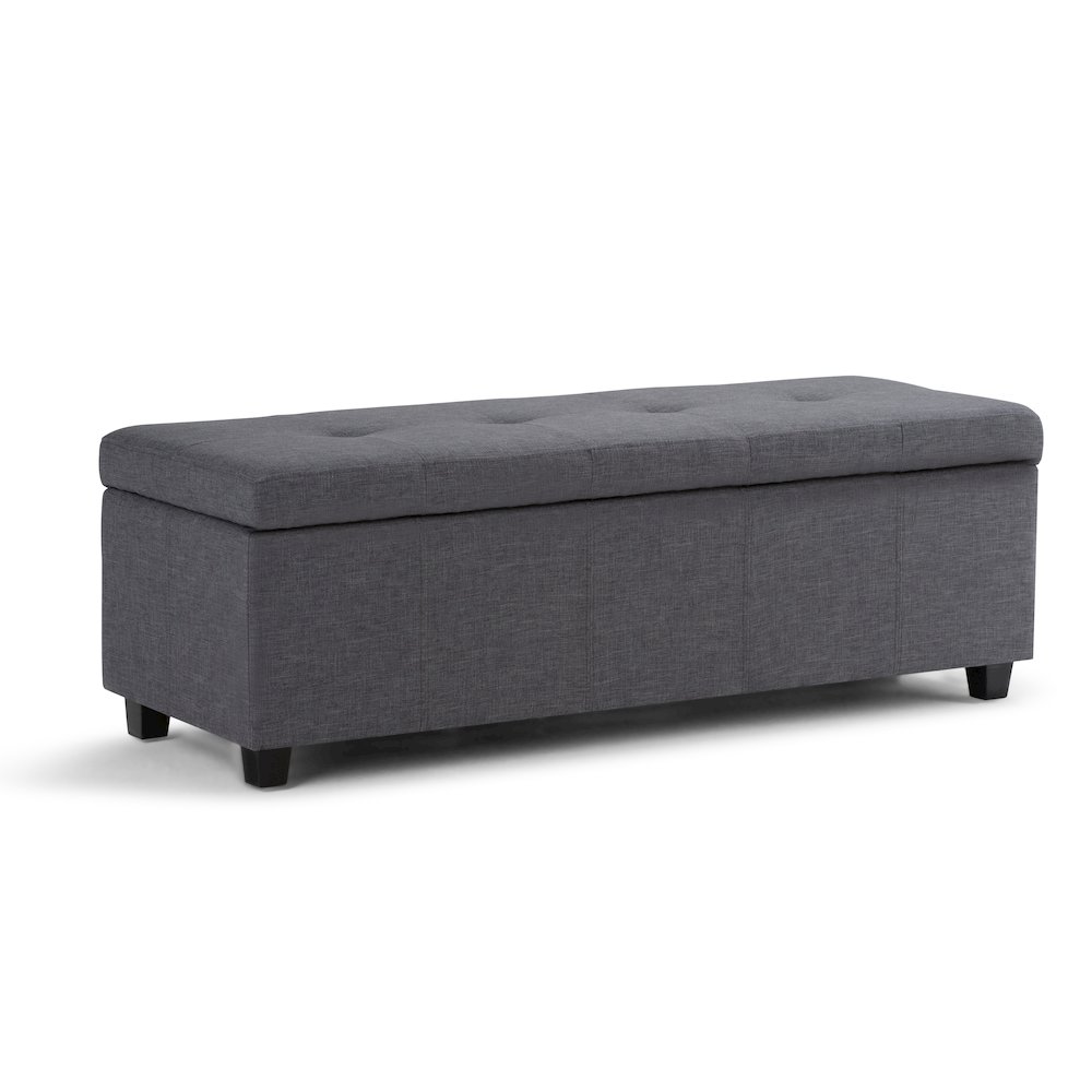 Castleford Storage Ottoman In Slate Grey Linen Look Fabric. Picture 1