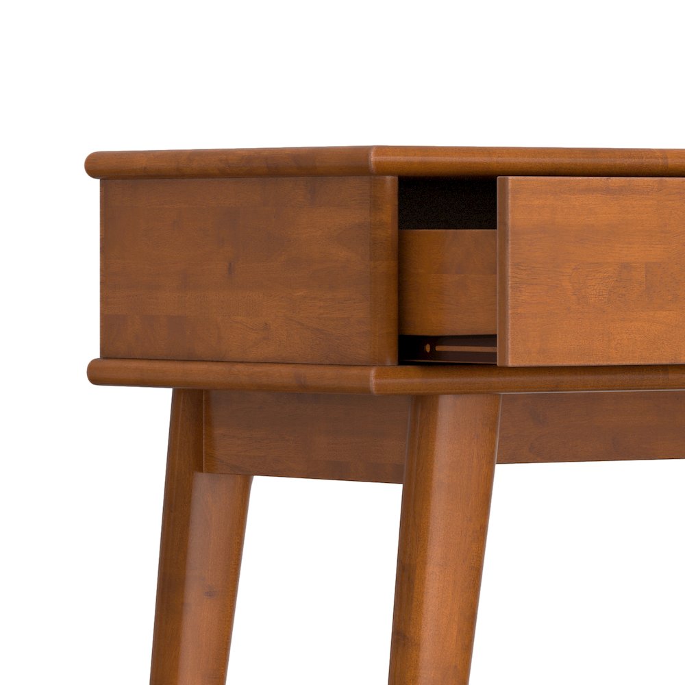 Draper 42 inch Wide Solid Wood Mid Century Modern Console Table in Teak Brown. Picture 3