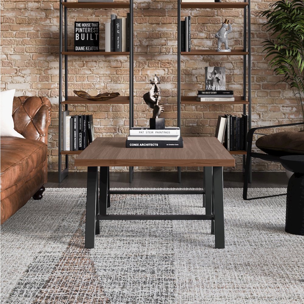 Sawhorse Solid Walnut Veneer and Metal Coffee Table. Picture 7