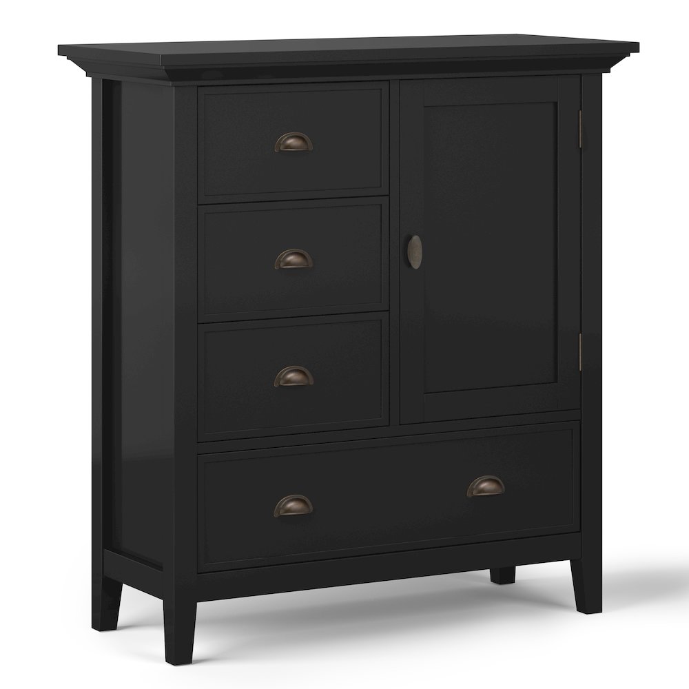 Redmond Solid Wood Medium Storage Cabinet In Black. Picture 1