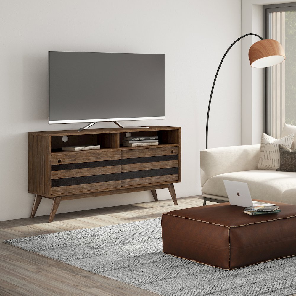 Tv Stand In Rustic Natural Aged Brown For Tvs Up To 60 Inches. Picture 5