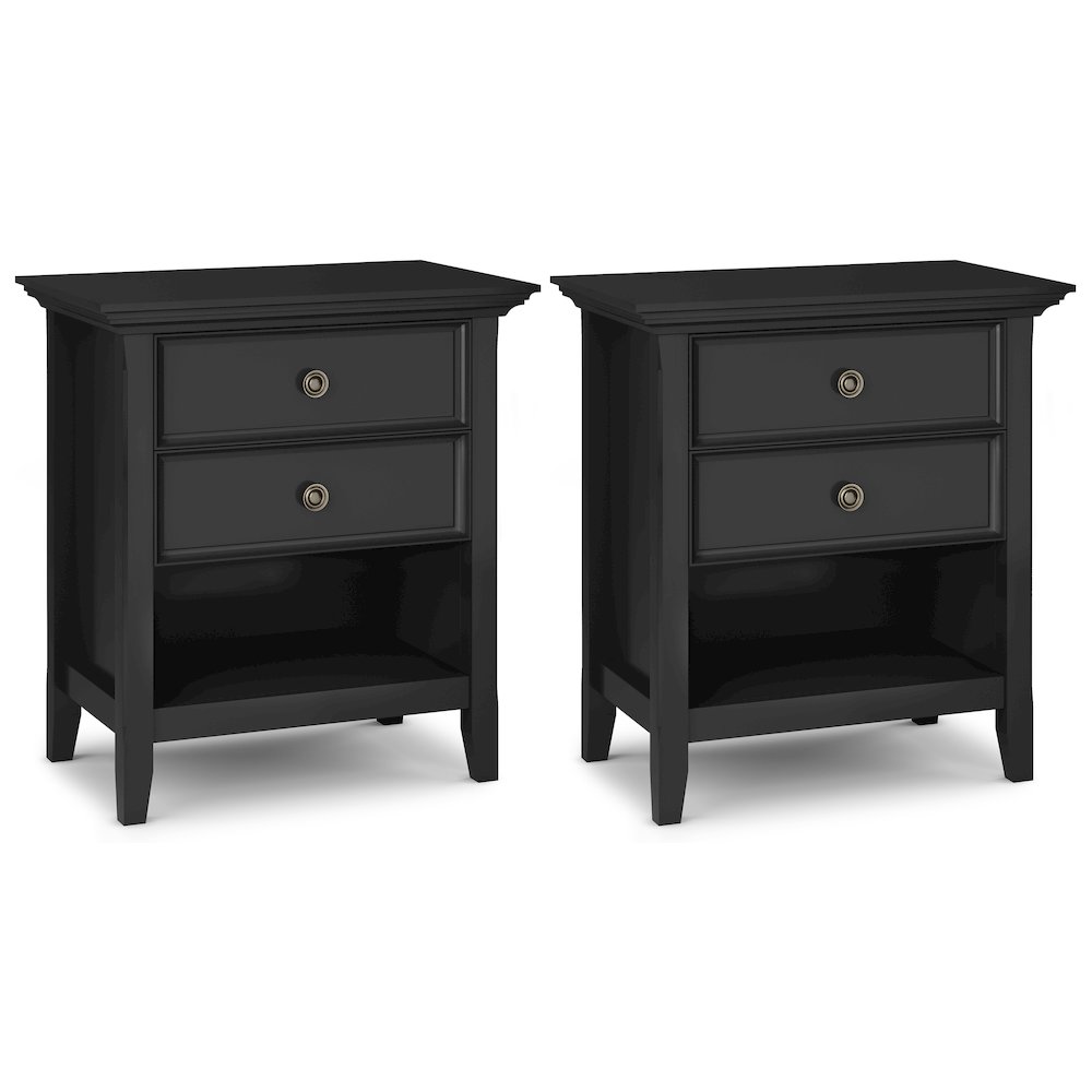 Amherst 24 inch Solid Wood Traditional Bedside Table in Black (Set of 2). Picture 1