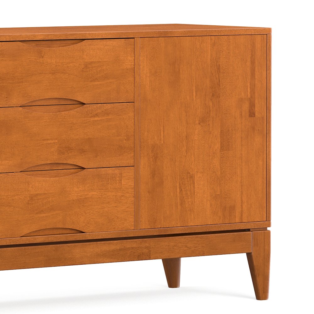 Harper 60 inch Wide Solid Hardwood Mid-Century Sideboard Buffet in Teak Brown. Picture 5