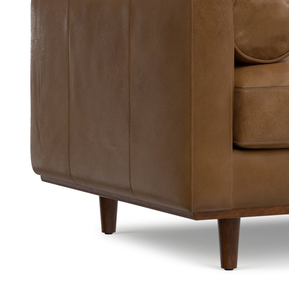 Mid-Century Modern Accent Chair In Caramel Brown Top Grain Genuine Leather. Picture 6