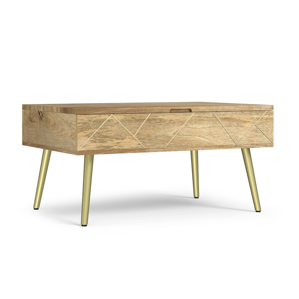 Jager Solid Mango Wood Lift Top Coffee Table In Natural. Picture 2