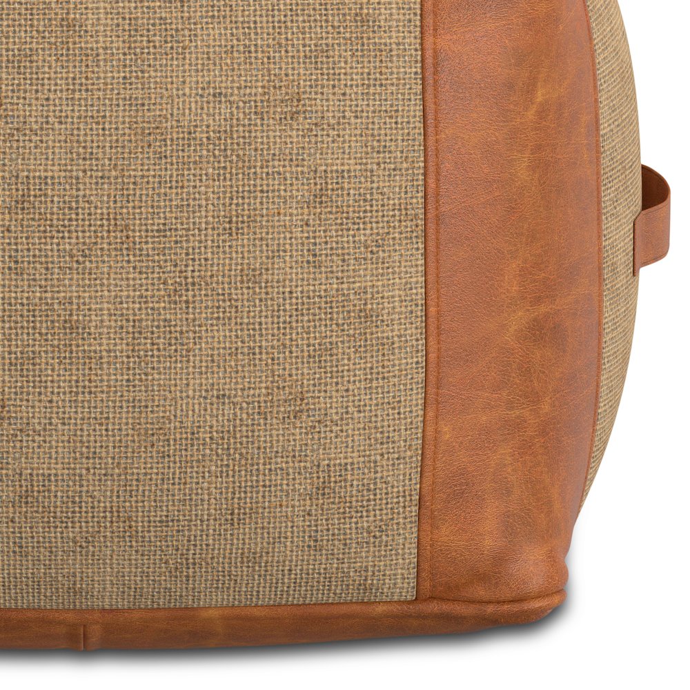 Atkinson Pouf  In Tan Genuine Leather. Picture 4