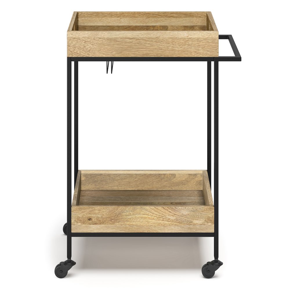 Simons Solid Mango Wood 24 Inch Bar Cart In Natural. Picture 3