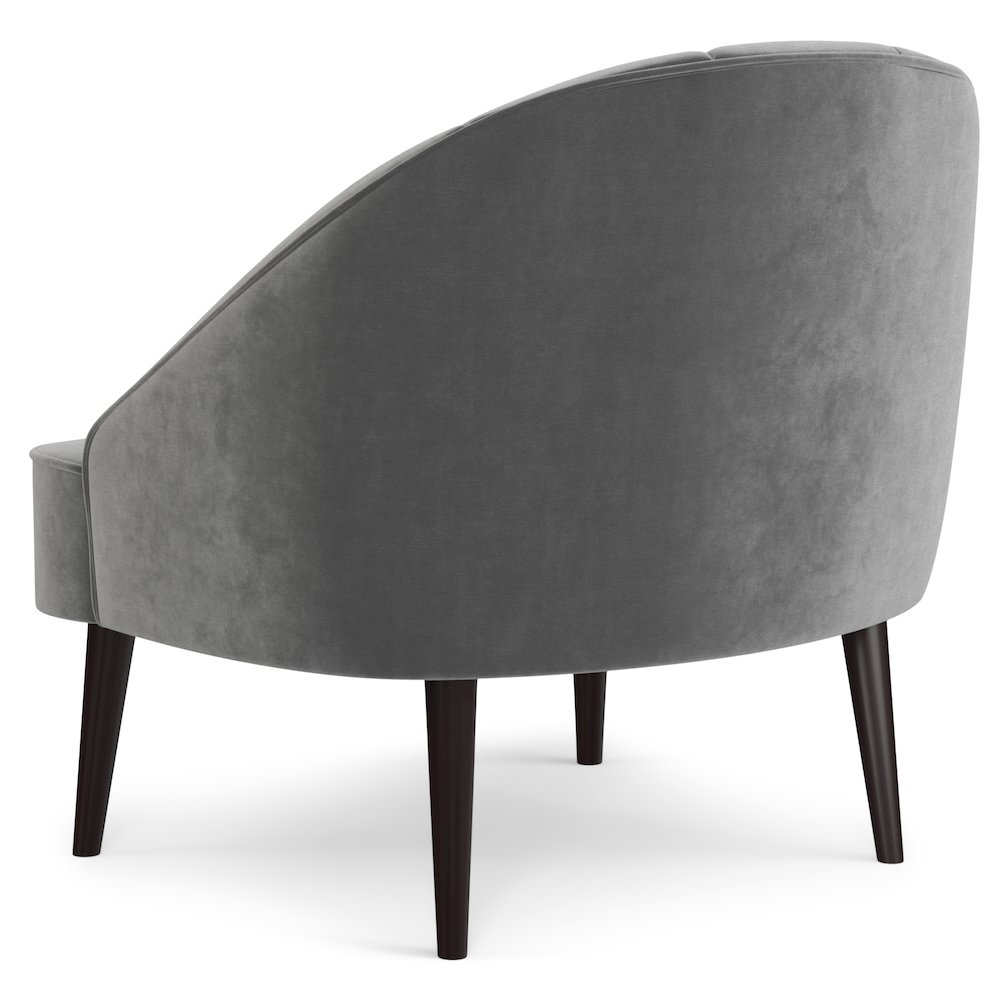 Harrah Accent Chair In Smoky Grey Velvet Fabric. Picture 3