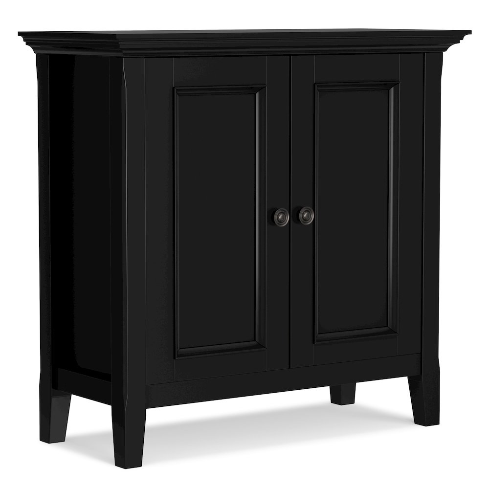Amherst 32 inch Wide Solid Wood Transitional Low Storage Cabinet in Black. Picture 1