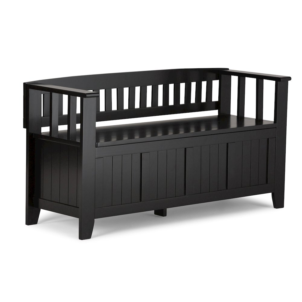 Solid Wood 48 inch Wide Storage Bench and 36 inch Wide Storage Cabinet in Black. Picture 2