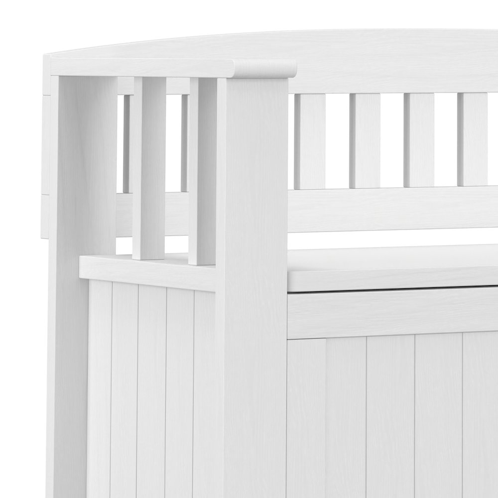 36 Inch Wide Solid Wood Transitional Small Entryway Storage Bench In White. Picture 2