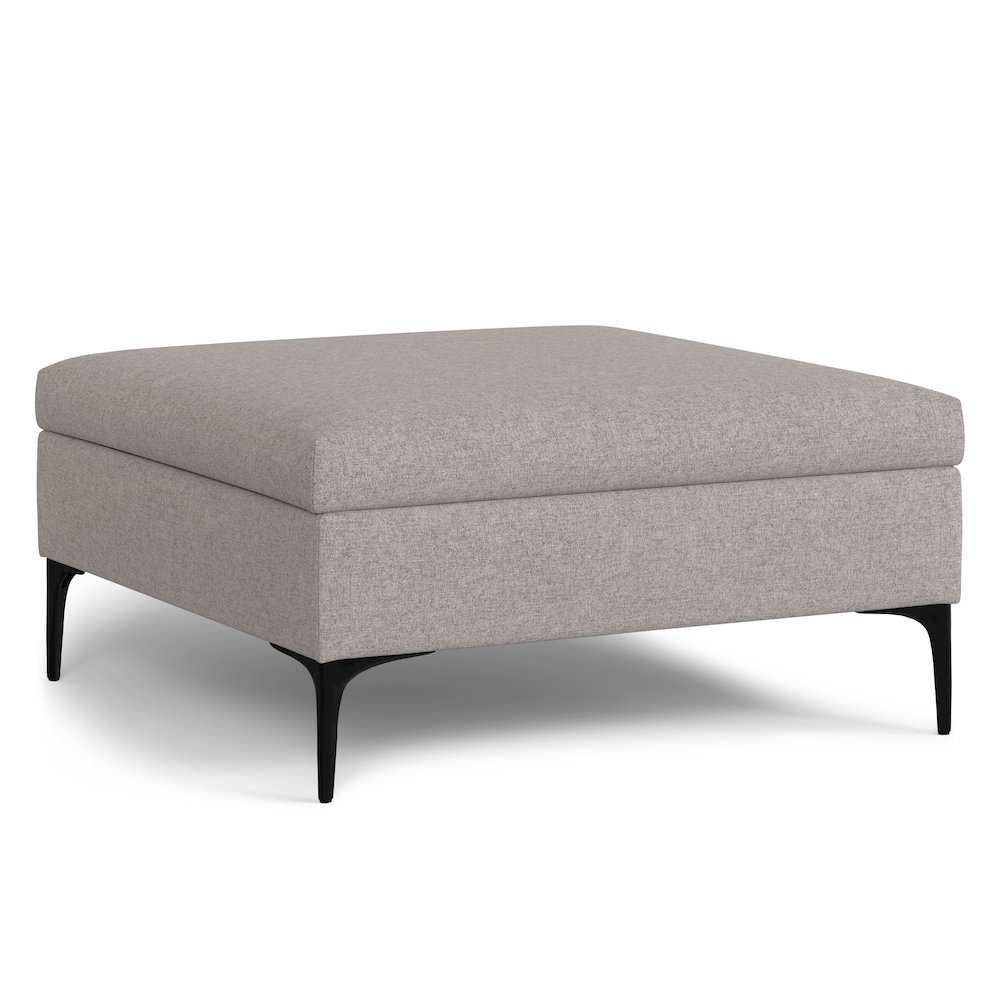 Coffee Table Storage Ottoman With Lift Up Lid In Cloud Grey Polyester Linen. Picture 1