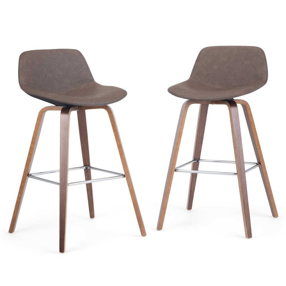 Counter Height Stool (Set Of 2) In Distressed Chocolate Brown Vegan Faux Leather. Picture 4