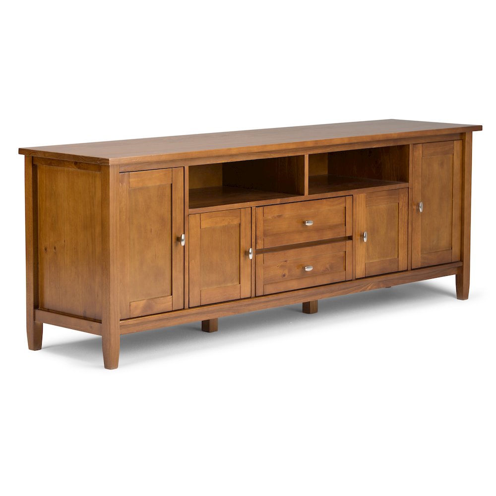 72"W TV Stand with Two 26"W Bookcases in Light Golden Brown (Set of 3). Picture 2