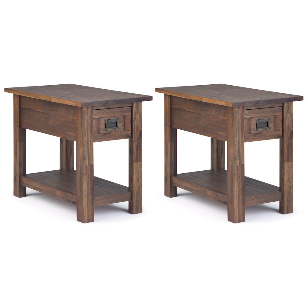 14 inch Solid Acacia Rustic Narrow Side Table (Set of 2). Picture 1