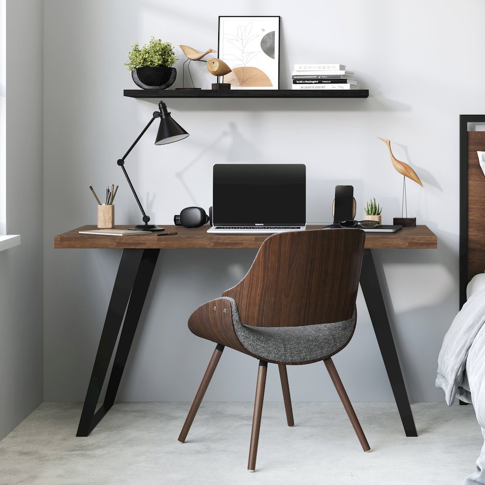 Lowry Solid Acacia Wood Flat Top Desk In Rustic Natural Aged Brown. Picture 5