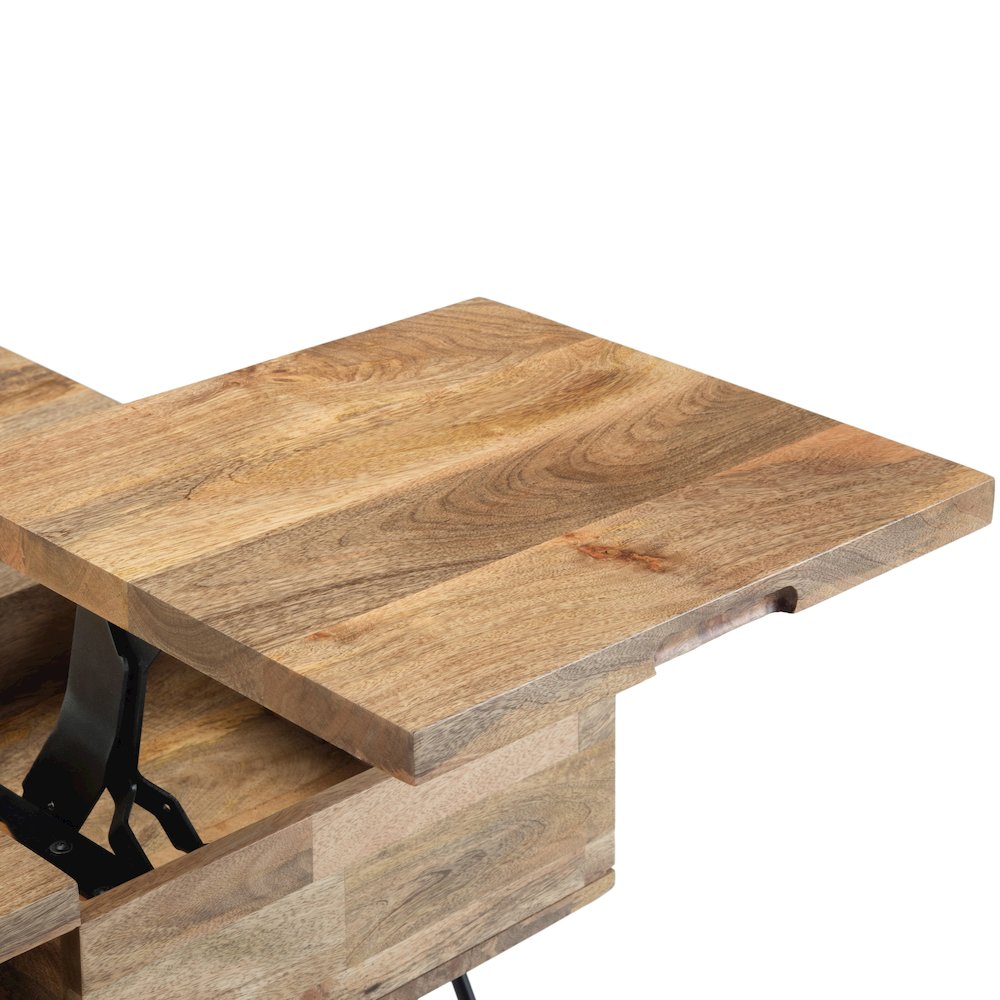 Hunter Solid Mango Wood Lift Top Square Coffee Table In Natural. Picture 3
