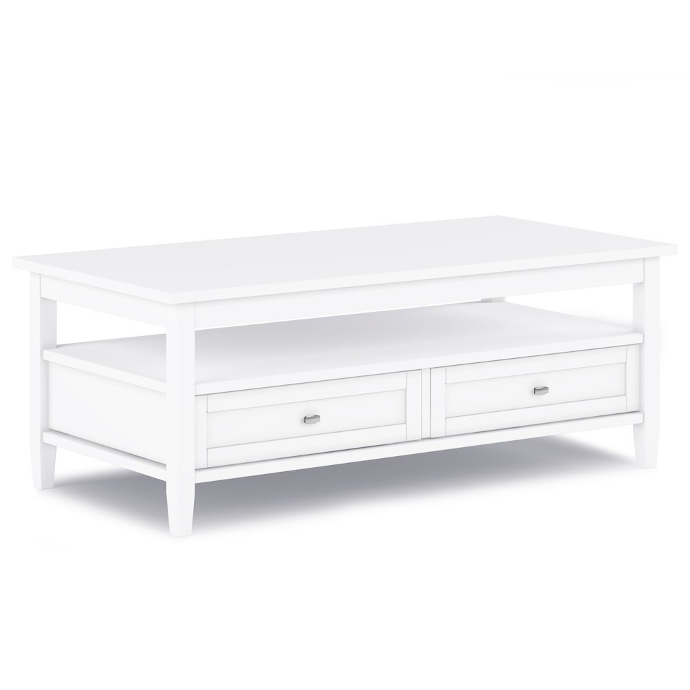 48 inch Wide Coffee Table with 2 14 inch Wide End Tables in White (Set of 3). Picture 2