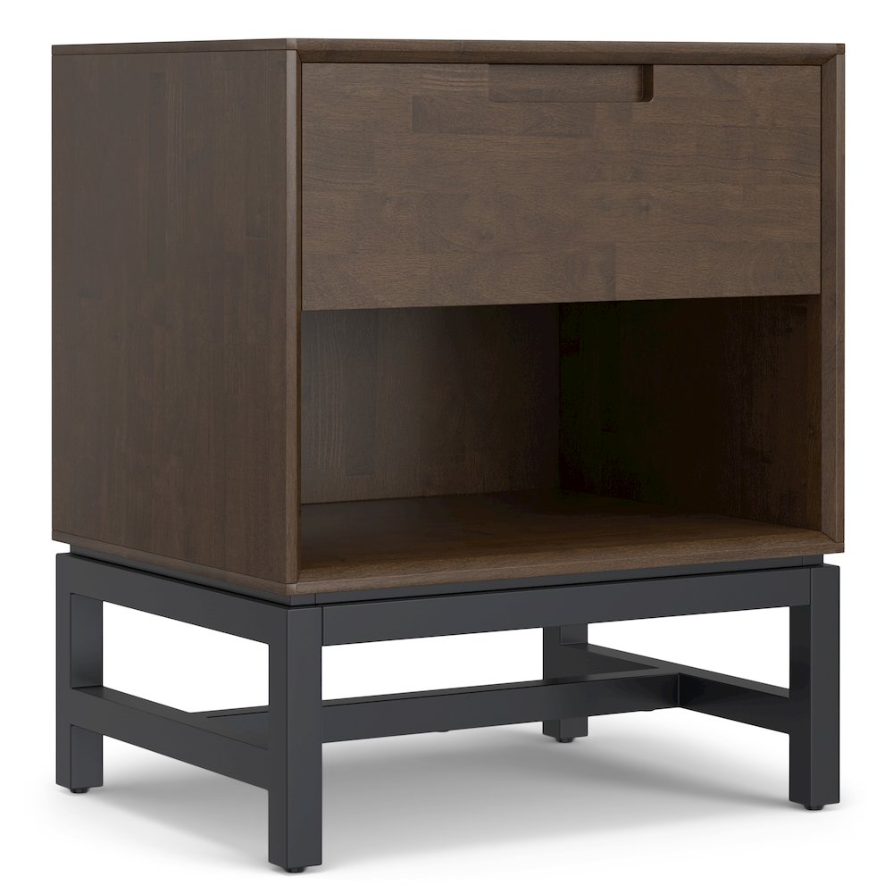 Banting 20 inch Wide Solid Wood Mid Century Nightstand in Walnut Brown. Picture 1