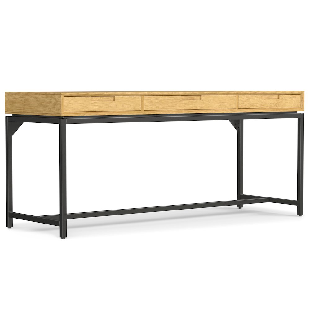 Banting Mid Century Wide Desk In Oak Veneer. Picture 1