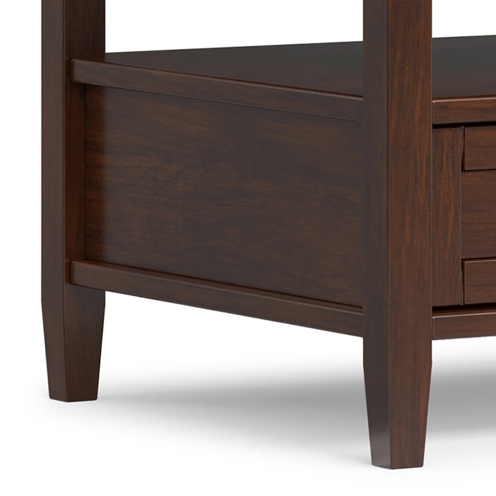 Warm Shaker Solid Wood 48 inch Wide Transitional Coffee Table in Russet Brown. Picture 4
