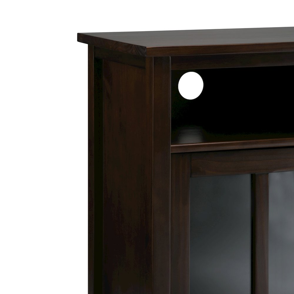 Warm Shaker Solid Wood Medium Storage Media Cabinet In Tobacco Brown. Picture 3