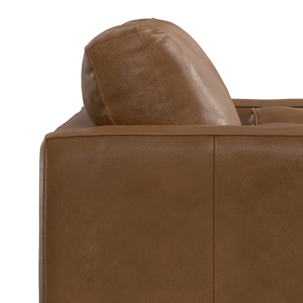 Mid-Century Modern Accent Chair In Caramel Brown Top Grain Genuine Leather. Picture 5