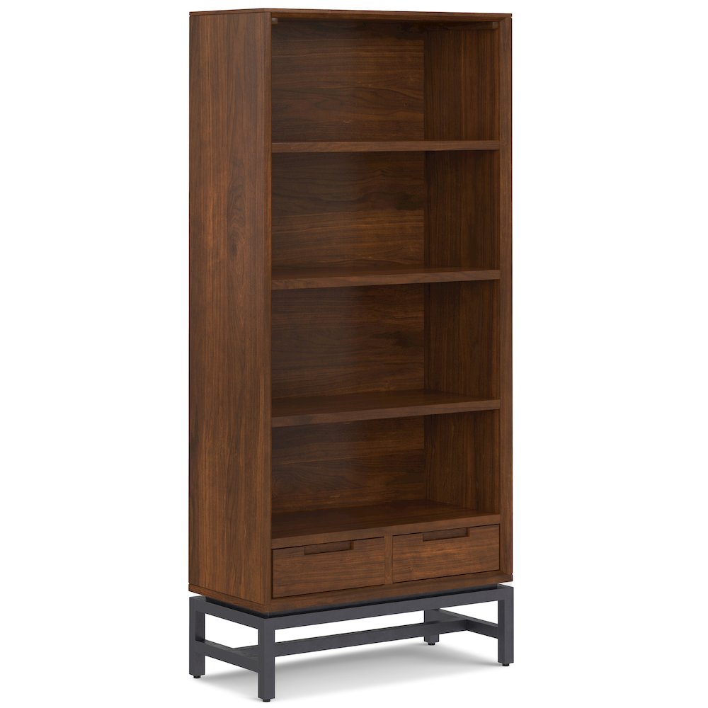 Banting Solid Wood Mid Century Bookcase In Walnut Veneer. Picture 1