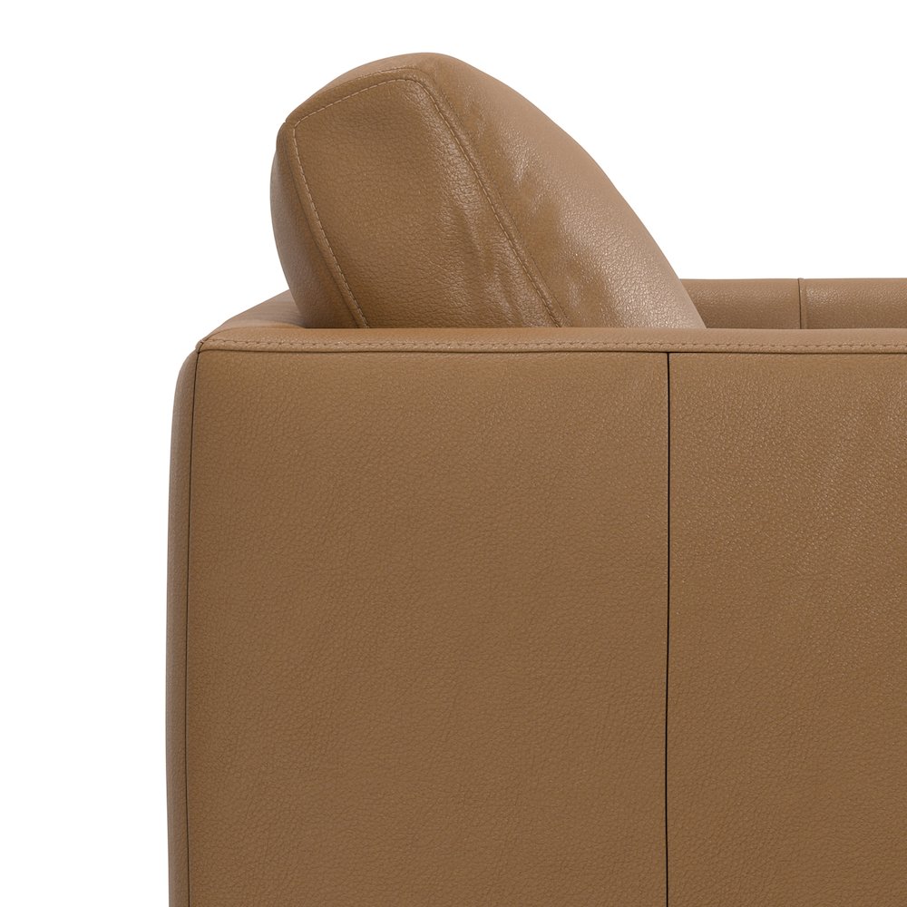 Modern, Mid - Century 60 inch Wide Sofa in Butternut Brown Genuine Leather. Picture 4