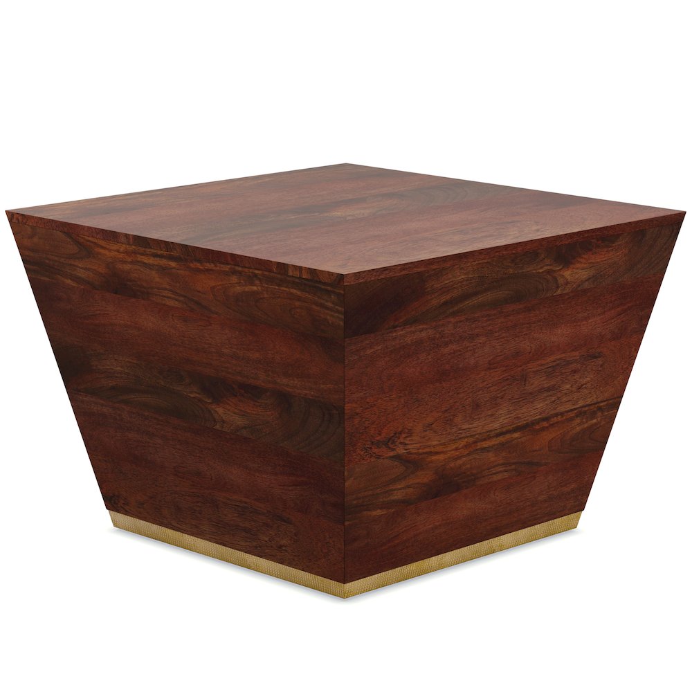 Abba Solid Mango Wood  Square Coffee Table In Cognac Brown. Picture 1