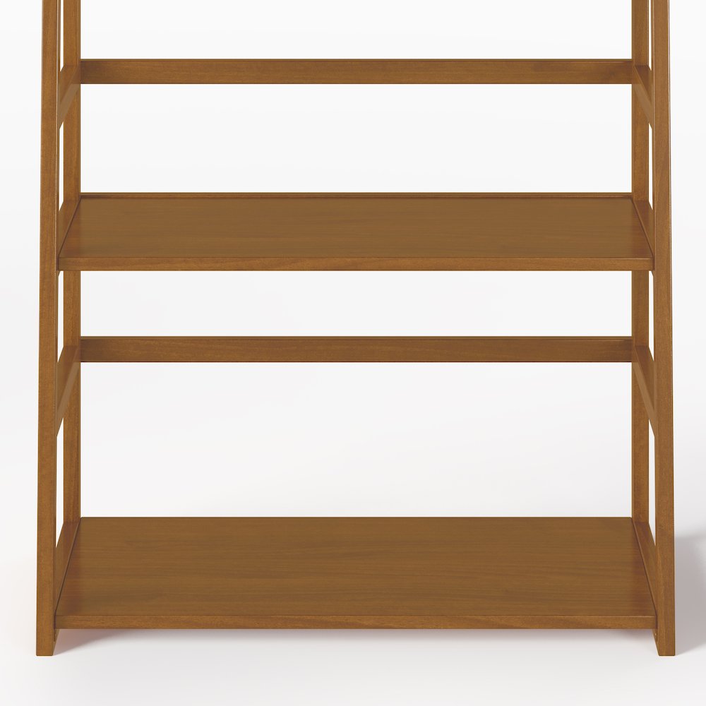 Acadian Solid Wood Ladder Shelf Bookcase In Light Golden Brown. Picture 3