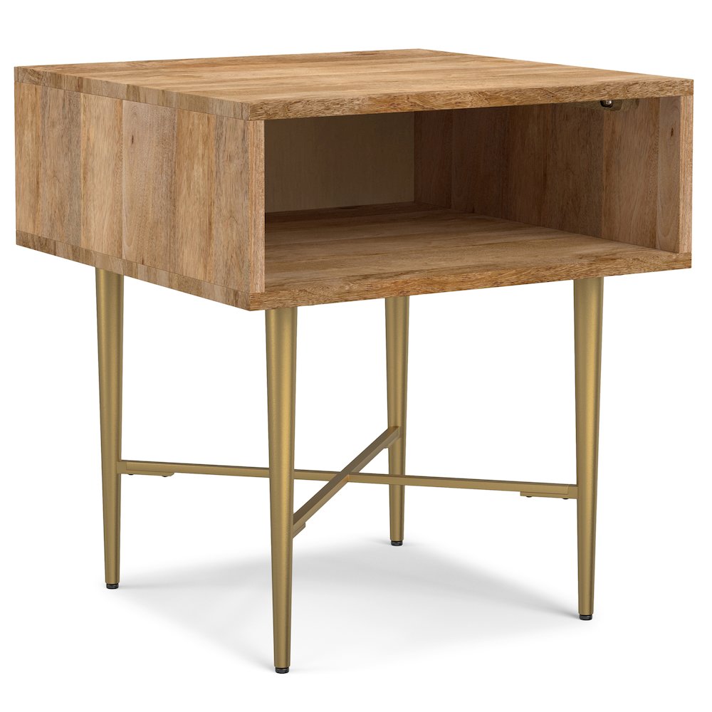 Fallon SOLID MANGO WOOD End Table in Natural. Picture 5