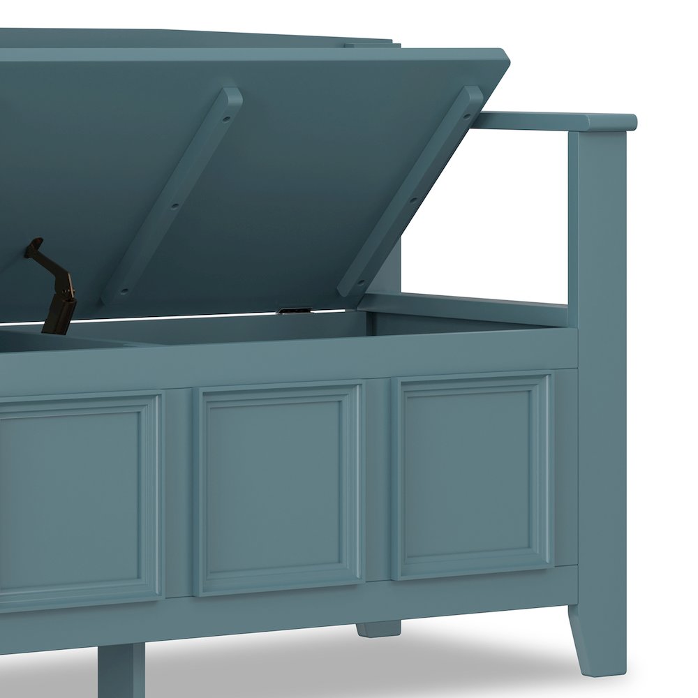 48 inch Wide Solid Wood Transitional Entryway Storage Bench in French Blue. Picture 4