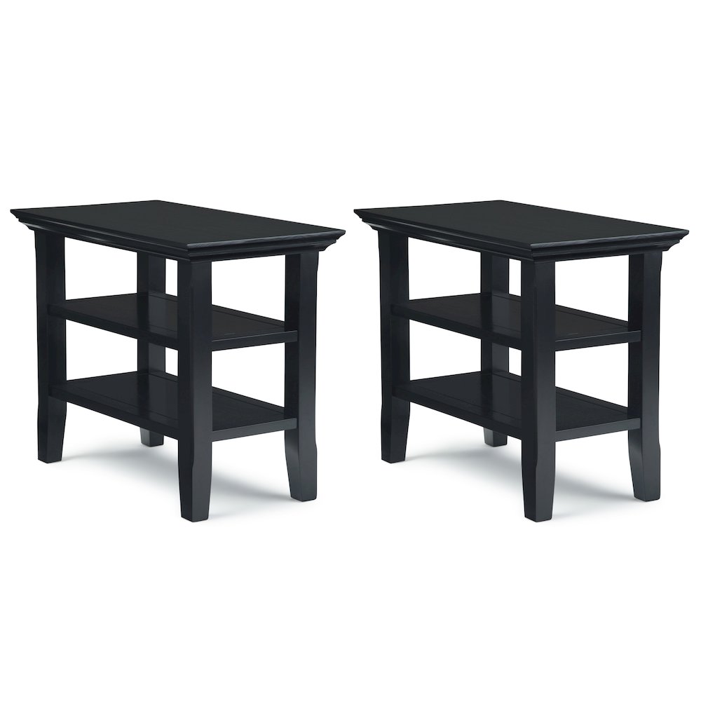 Acadian 14 inch Solid Wood Transitional Narrow Side Table in Black (Set of 2). Picture 1