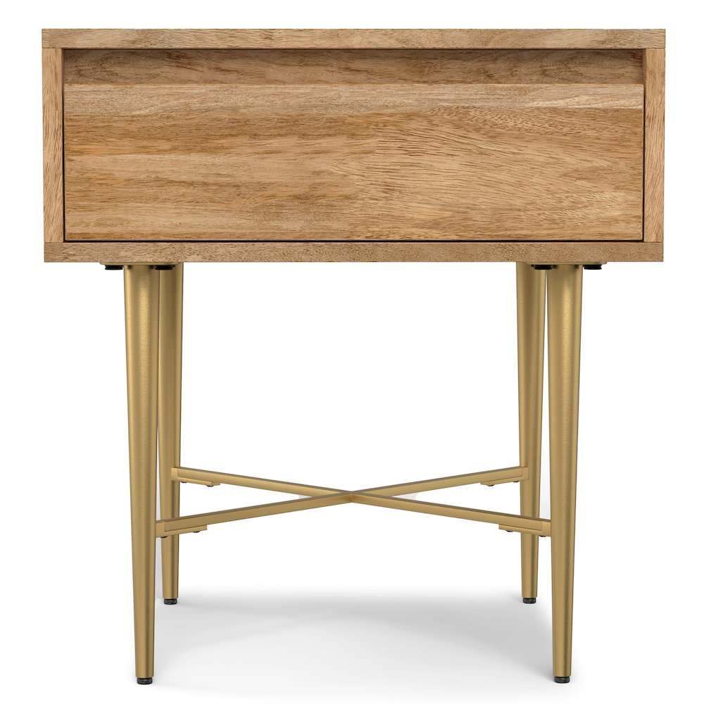 Fallon SOLID MANGO WOOD End Table with Drawer in Natural. Picture 3