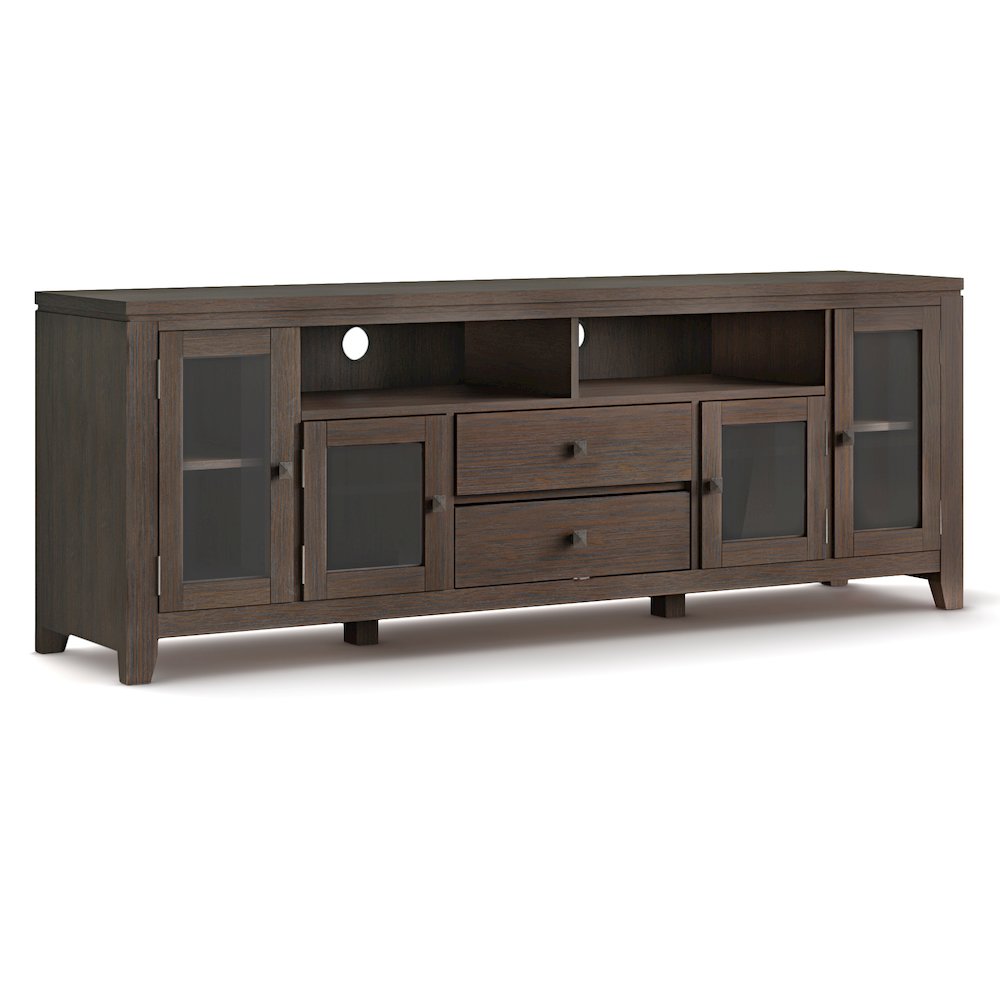 72 Inch Wide Tv Media Stand In Farmhouse Brown For Tvs Up To 80 Inches. Picture 1