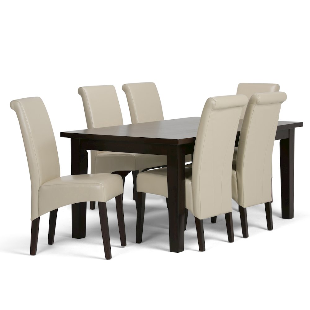 Avalon Solid Hardwood 7 Piece Dining Set In Satin Cream. Picture 1